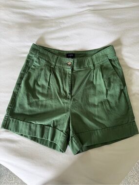 J. Crew Olive Green Pleated Cuffed Women's Shorts